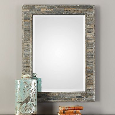 Weathered Pine Strips Wall Mirror