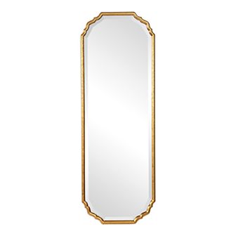 Elegant Curved Corners Metallic Gold Leaf Finish Wall Mirror