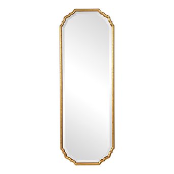 Elegant Curved Corners Metallic Gold Leaf Finish Wall Mirror