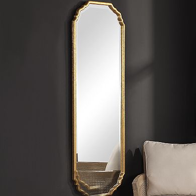 Elegant Curved Corners Metallic Gold Leaf Finish Wall Mirror