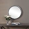3-D Profile Round Metal Frame Nail Heads Accented Wall Mirror