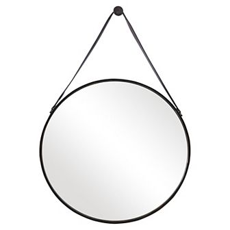 Antiqued Bronze Finish Metal Strap Mirror