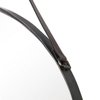 Antiqued Bronze Finish Metal Strap Mirror