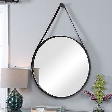 Antiqued Bronze Finish Metal Strap Mirror