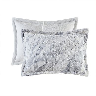 Madison Park Lana Marble Faux Fur Comforter Set