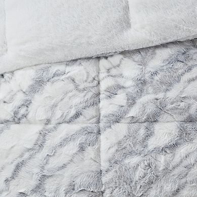 Madison Park Lana Marble Faux Fur Comforter Set