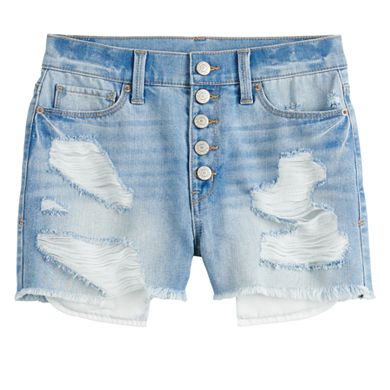 Juniors' Mudd High Rise Exposed Button Shorts
