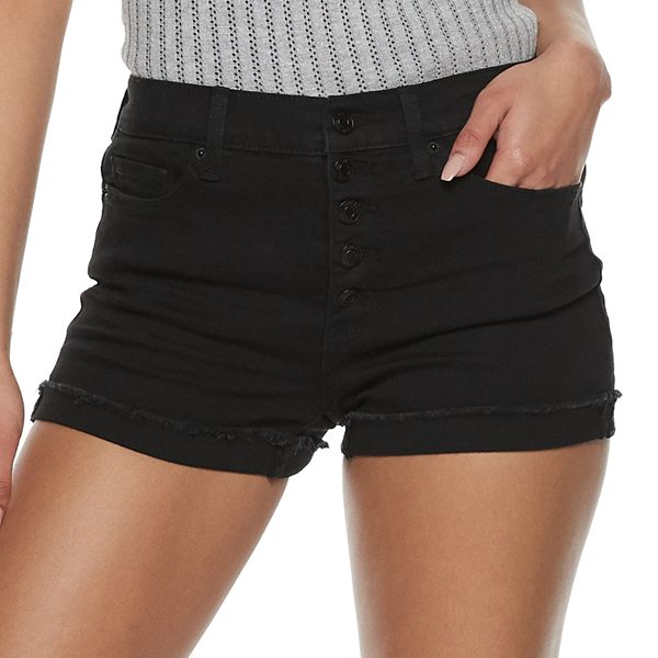 Juniors' Mudd® High Rise Exposed Button Shorts