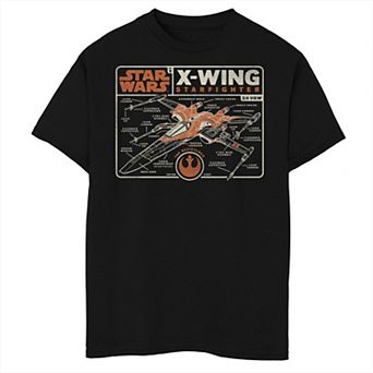 Boys 6-20 Star Wars The Rise of Skywalker X-Wing Schematic Frame Graphic Tee