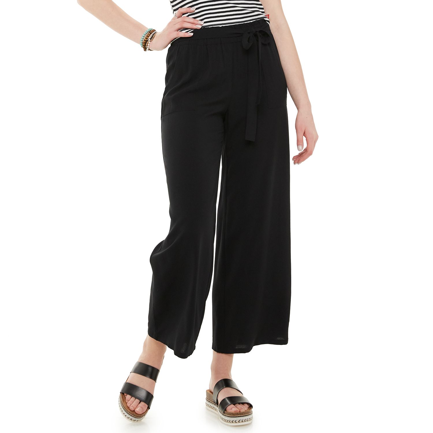 Juniors' Joe B Paperbag Wide Leg Pants