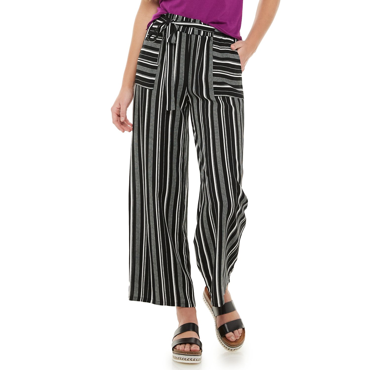 Juniors' Joe B Paperbag Wide Leg Pants