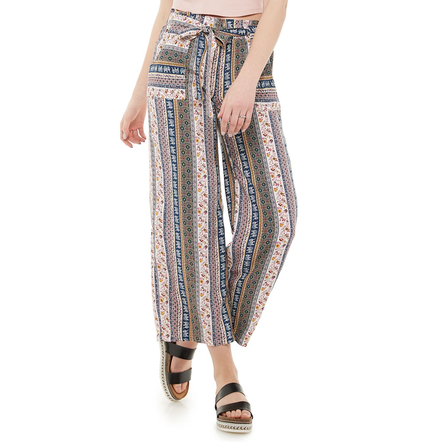 Juniors' Joe B Paperbag Wide Leg Pants