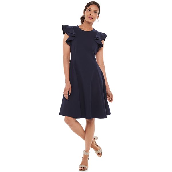Women s Chaps Flutter Sleeve A Line Dress
