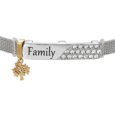 Brilliance Two Tone Crystal "Family" Bar Bracelet