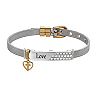 Brilliance Two-Tone "Love" Bar Bracelet with Crystal Accents