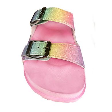 Girls Elli by Capelli Mermaid Scale Glitter Double Strap with Buckle Sandals