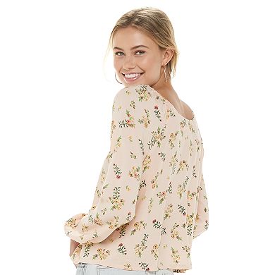 Juniors' SO® Button Down Swing Blouse