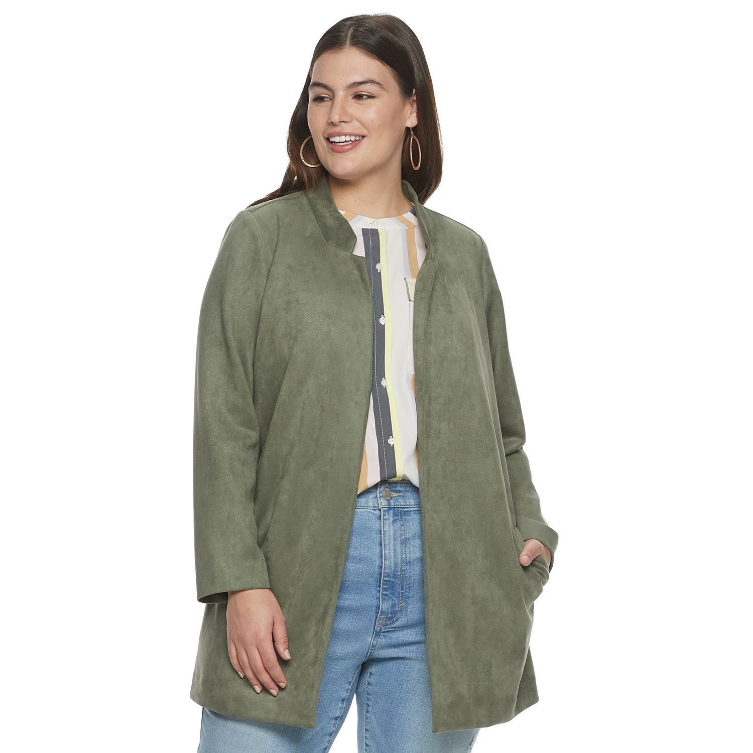 plus size suede jacket women's