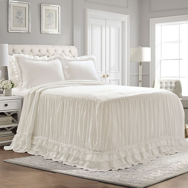 Lush decor King comforter set deals ruffle ivory