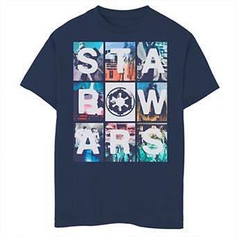 Boys 8-20 Star Wars Logo Empire Movie Scene Panels Graphic Tee