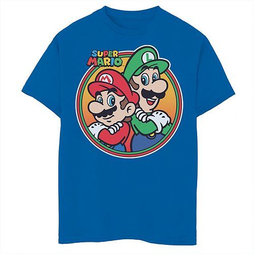 Boys 8 20 Nintendo Super Mario Luigi Brothers Circle Graphic Tee - luigi jump roblox