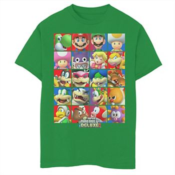 Boys 8 20 Nintendo Super Mario Bros U Deluxe Character Selection Panel Grid Graphic Tee - monkey emoji shirt roblox