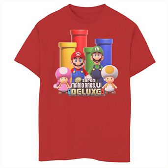 Boys 6-20 Nintendo Super Mario Bros U Character and Warp Pipe Portrait Logo Graphic Tee