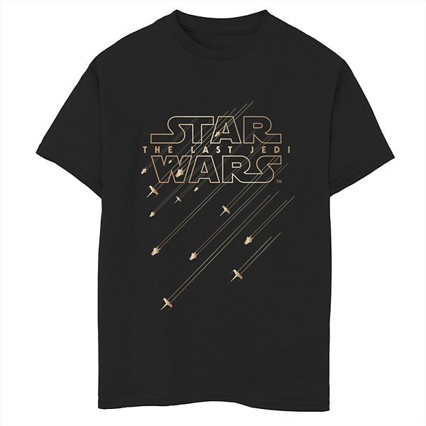 Boys 8 20 Star Wars Last Jedi Gold Platinum Rebel Fleet Logo Graphic Tee - jedi shirt roblox