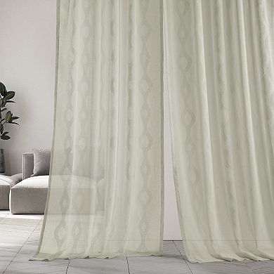 EFF 1-panel Vega Patterned Linen Sheer Window Curtain