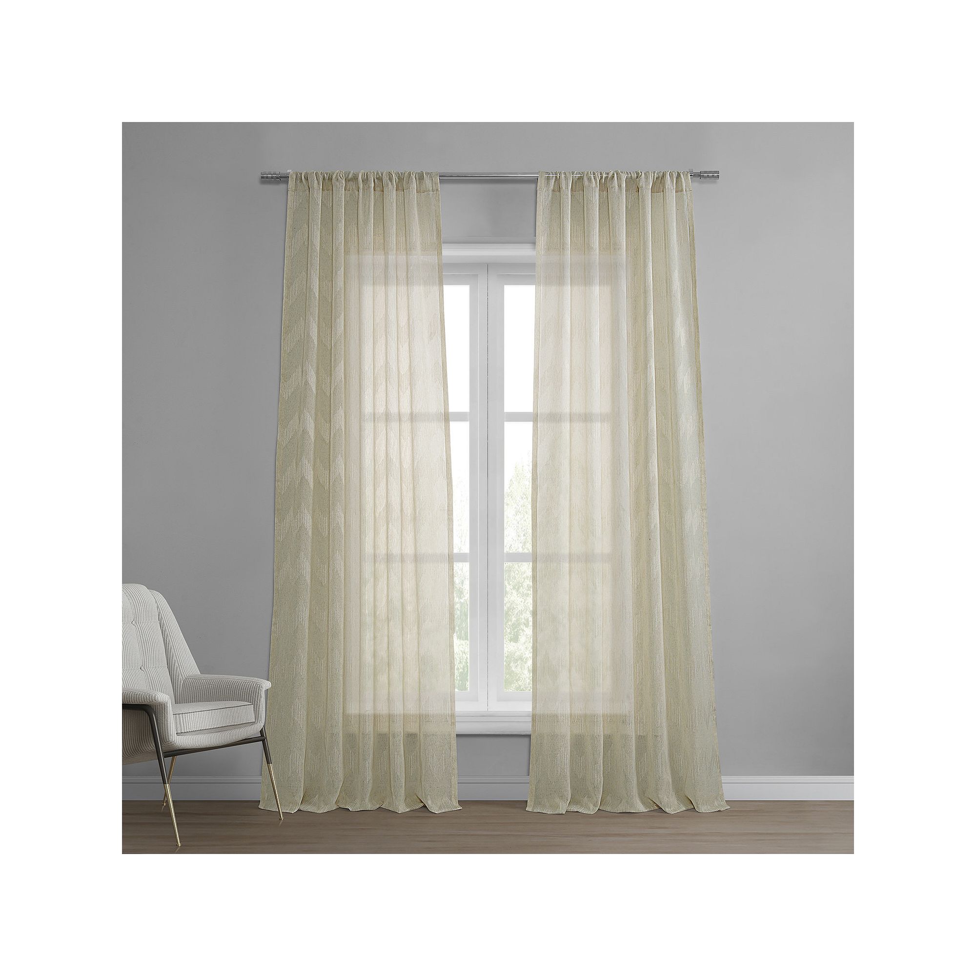 EFF 1-panel Sirius Patterned Linen Sheer Window Curtain, Sirius Beige