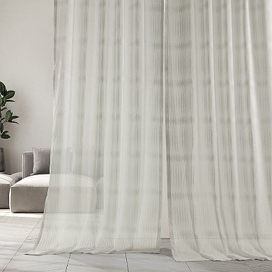 EFF 1-panel Polaris Patterned Linen Sheer Window Curtain