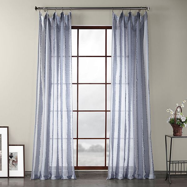 Eff 1 Panel Antares Patterned Linen, Patterned Sheer Curtains White