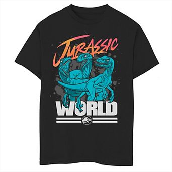 Boys 6-20 Jurassic World Colorful Raptor Trio Paint Splatter Logo Graphic Tee