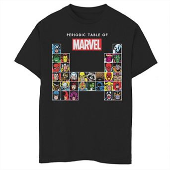 Boys 8-20 Marvel Periodic Table Of Heroes & Villains Retro Graphic Tee