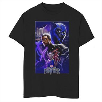 Boys 8-20 Marvel Black Panther Characters Movie Poster Graphic Tee
