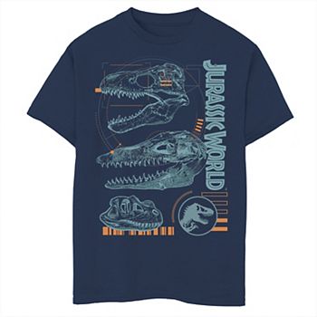 Boys 8 20 Jurassic World Two Dinosaur Skull Schematic Graphic Tee - blue neon skull shirt roblox