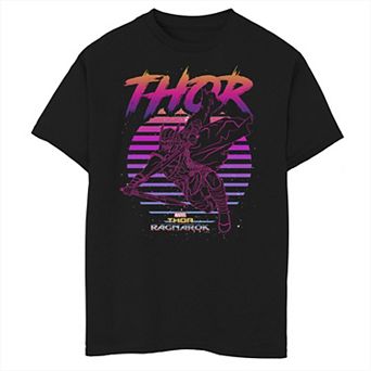 Boys 8-20 Marvel Thor Ragnarok 80s Retro Sunset Halftone Hero Graphic Tee