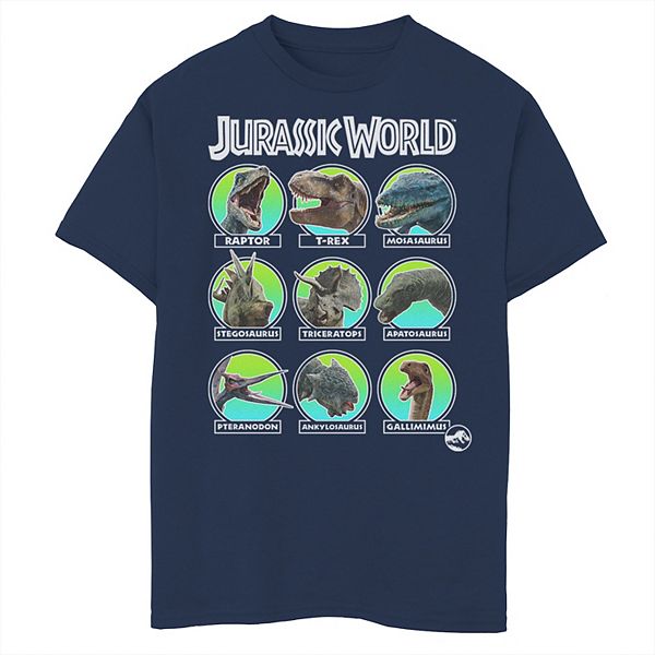Boys 8 20 Jurassic World Dino Identification Names Graphic Tee - roblox movie sonic shirt id
