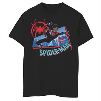 Boys 8-20 Marvel Spiderverse Miles Kick Above City Graphic Tee