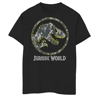 Boys 8-20 Jurassic World Camouflage Yellow Outline Fossil Coin Logo Graphic Tee