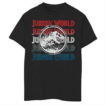Boys 6-20 Jurassic World Two Red White And Blue Logo Repeat Graphic Tee