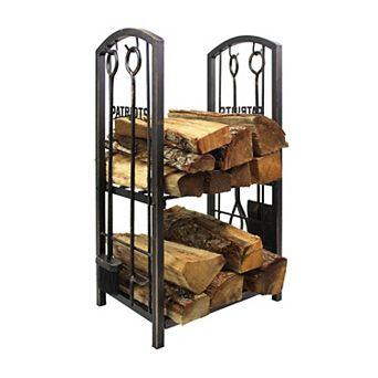 New England Patriots Fireplace Tool Set & Wood Holder