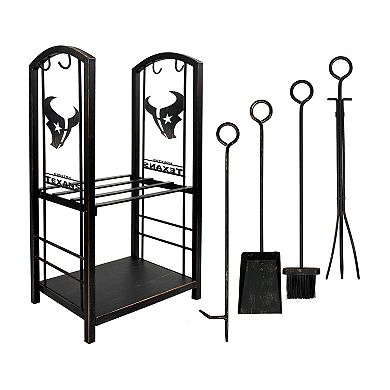Houston Texans Fireplace Tool Set & Wood Holder