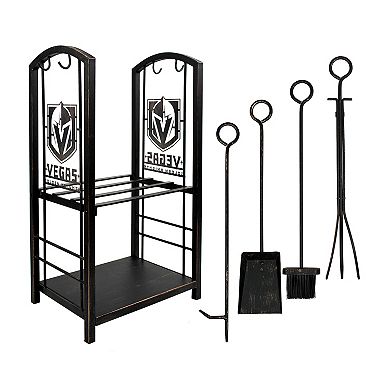 Vegas Golden Knights Fireplace Tool Set & Wood Holder