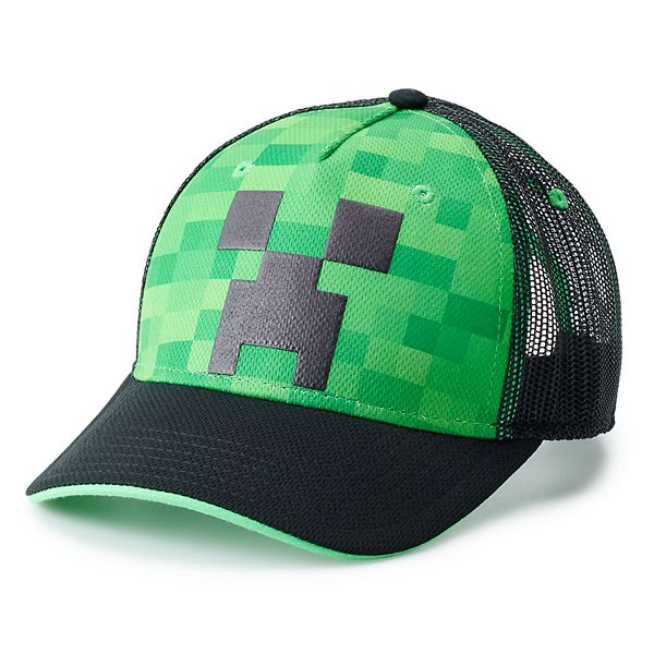Bioworld Minecraft Creeper Face Snapback Hat Cap Youth Boys Size OSFM Black
