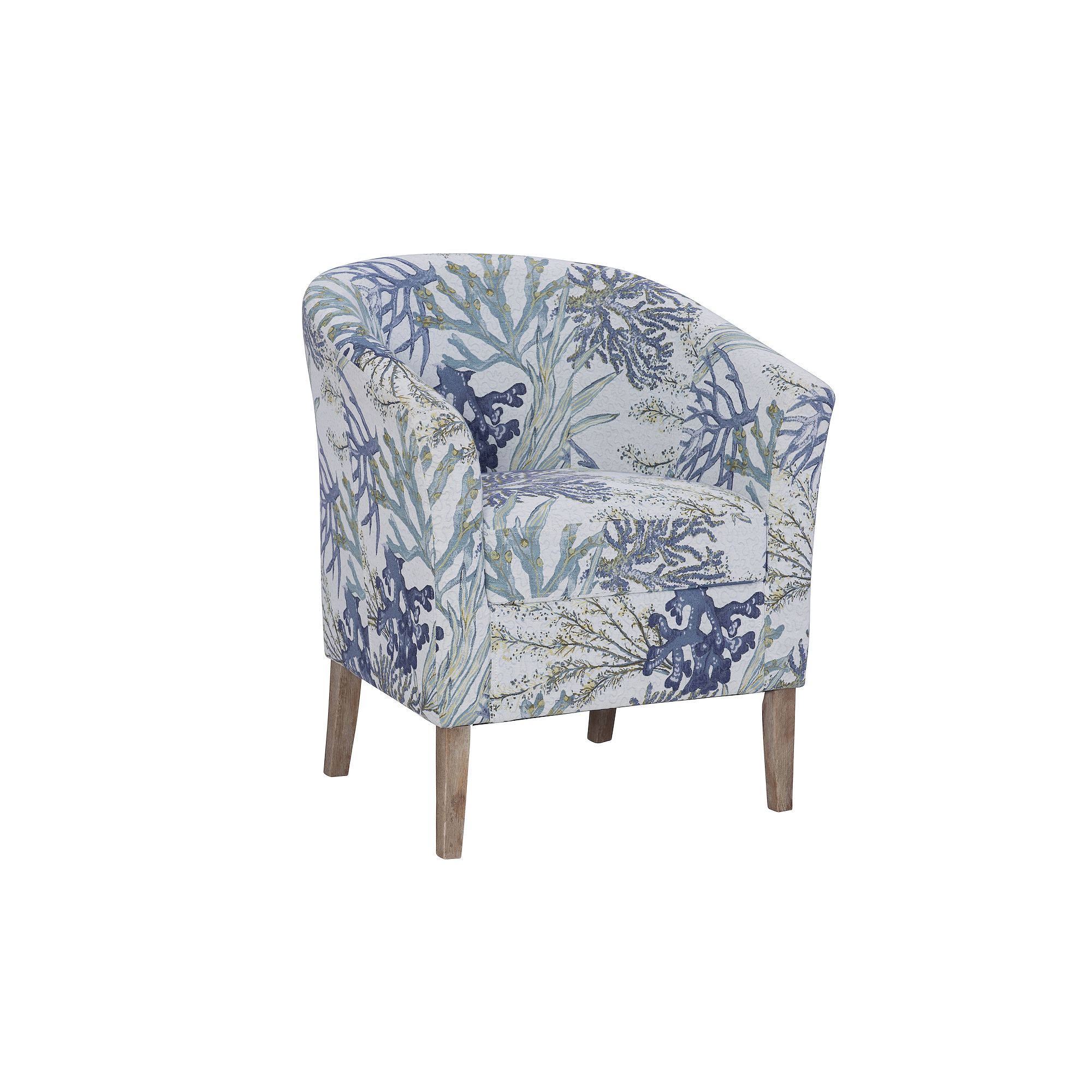 Linon Simon Club Barrel Arm Chair, Oceanside Blue