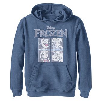 Disney's Frozen 2 Boys 8-20 Blue Hue Character Portrait Grid Panels Graphic Hoodie