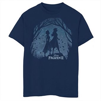 Disney's Frozen 2 Boys 8-20 Elsa Anna Silhouettes Forest Night Graphic Tee