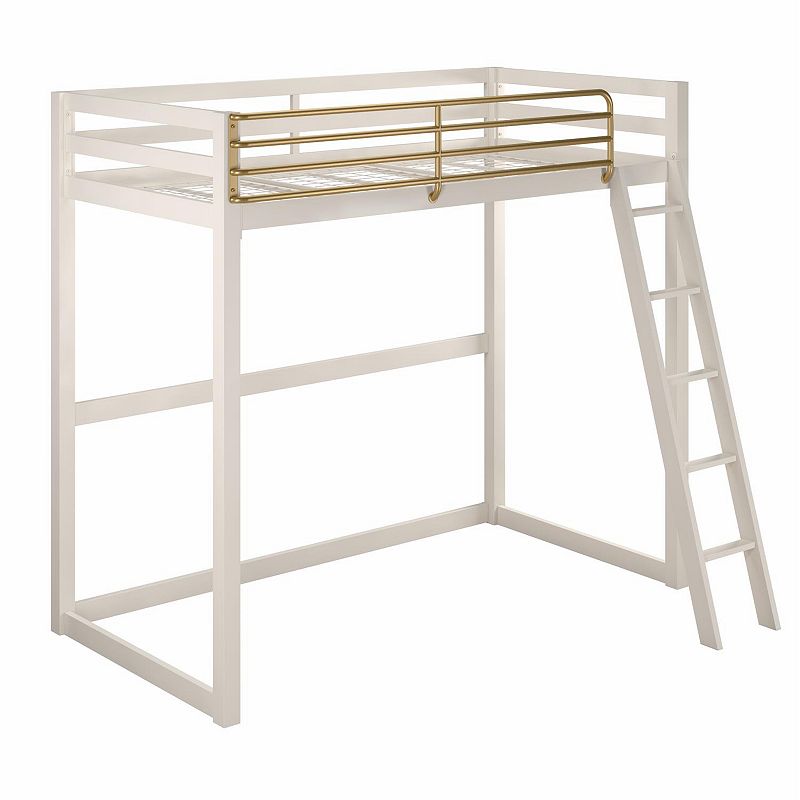 Little Seeds Monarch Hill Haven Twin Metal Loft Bed, White