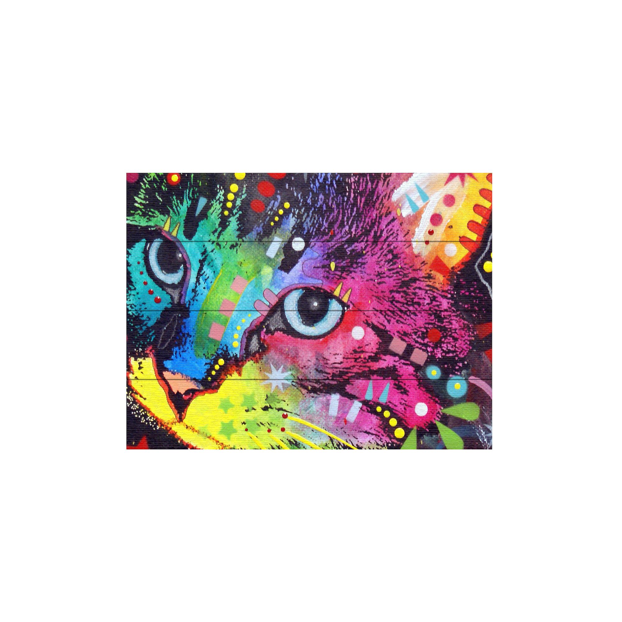 Trademark Fine Art Thinking Cat Crowned Wood Slat Art, Multi